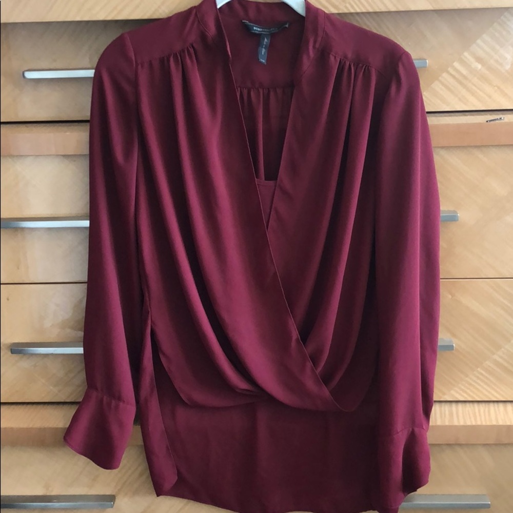 Wine colored high low blouse